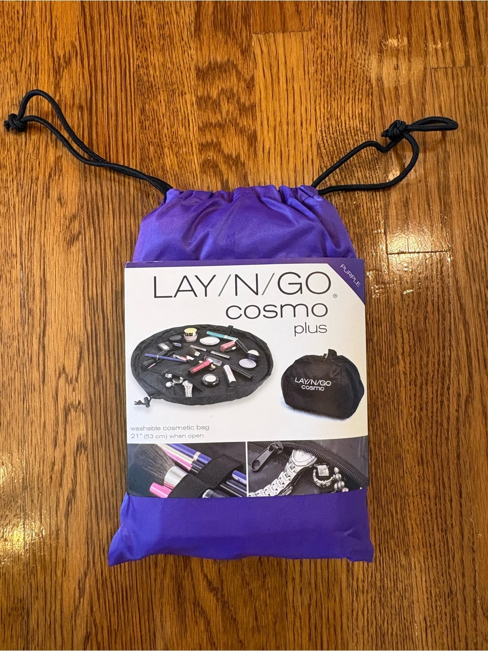 LAY N GO Cosmo Plus Purple Drawstring Cosmetic Bag